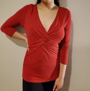 Red 3/4 Sleeve Knit Top